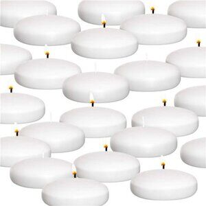 White Floating Candles 3" - Made in USA Pack of 12 Unscented Dripless Wax Discs